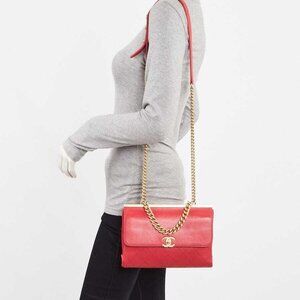 Chanel Red Quilted Lambskin Leather Mini Coco Luxe Flap Bag